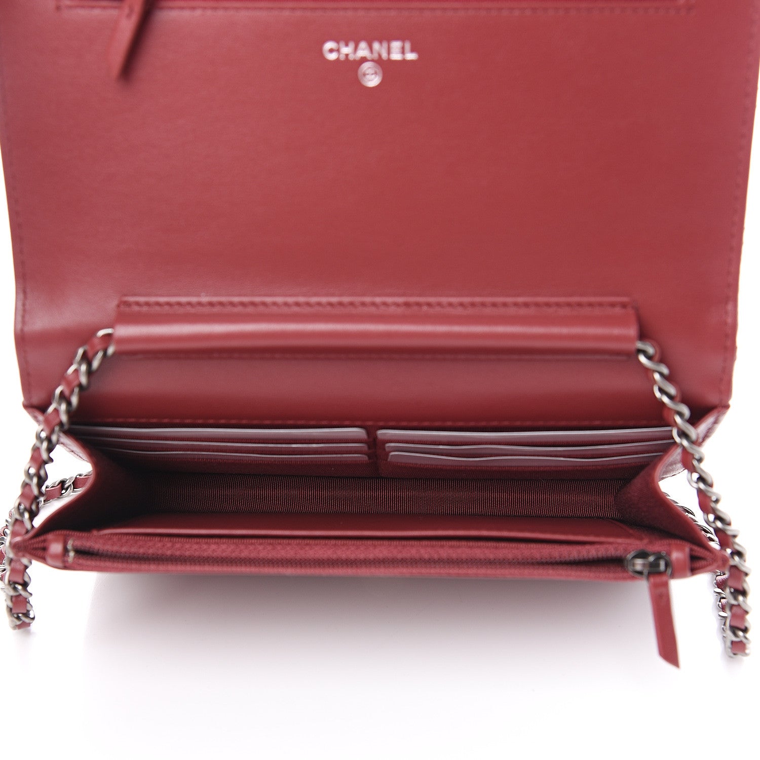 Chanel Aged Calfskin Quilted Gabrielle Wallet On Chain WOC Burgundy 4 of 13
