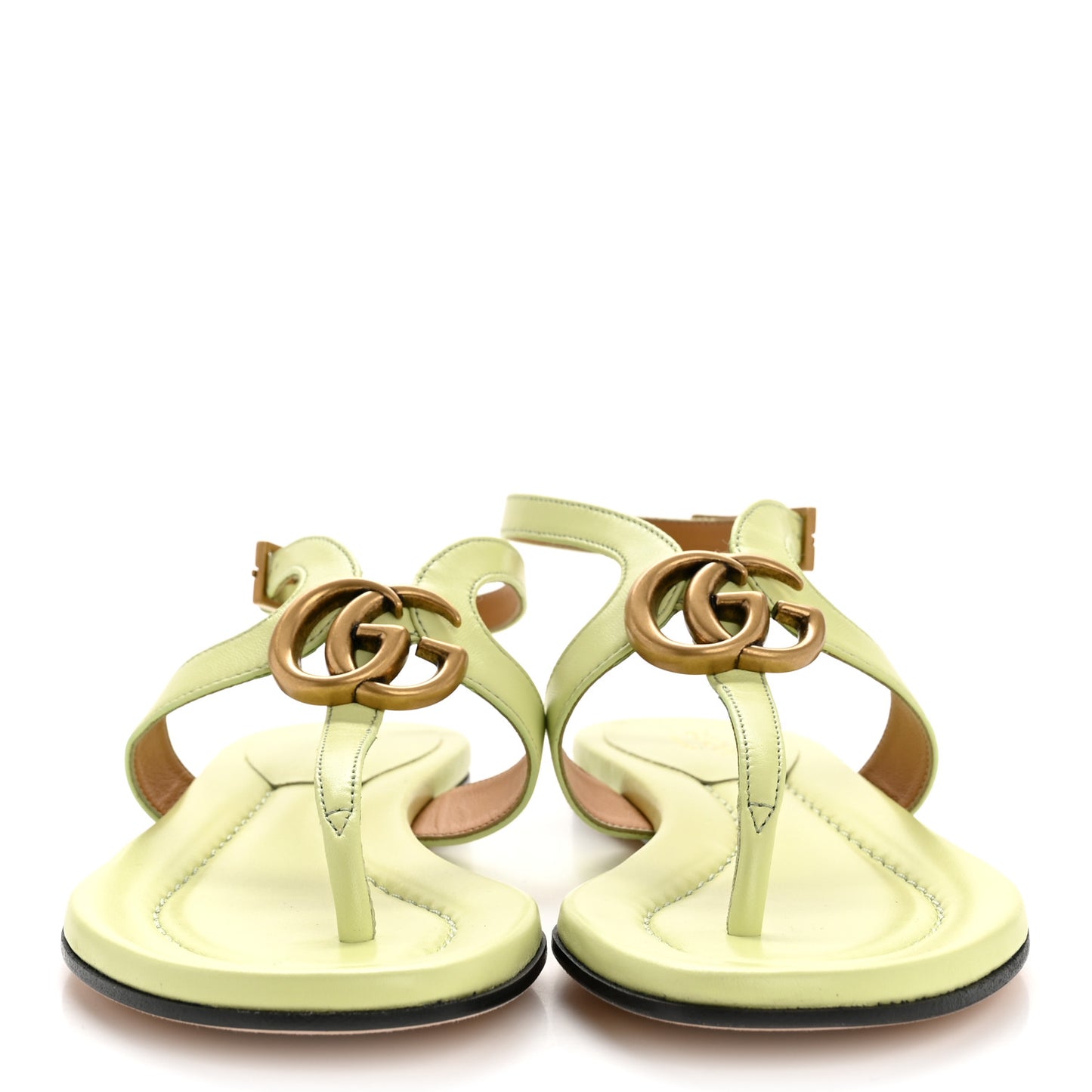 Calfskin Double G Thong Flat Sandals 35 Pistachio Green