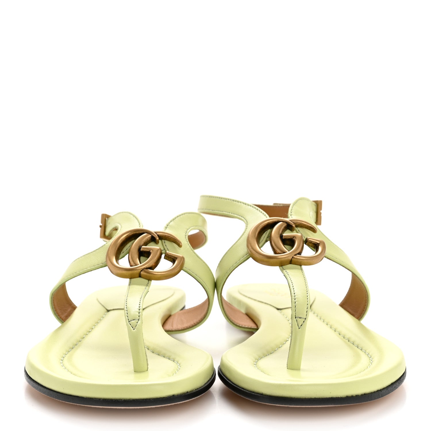 Gucci Calfskin Double G Thong Flat Sandals 35 Pistachio Green 3 of 9