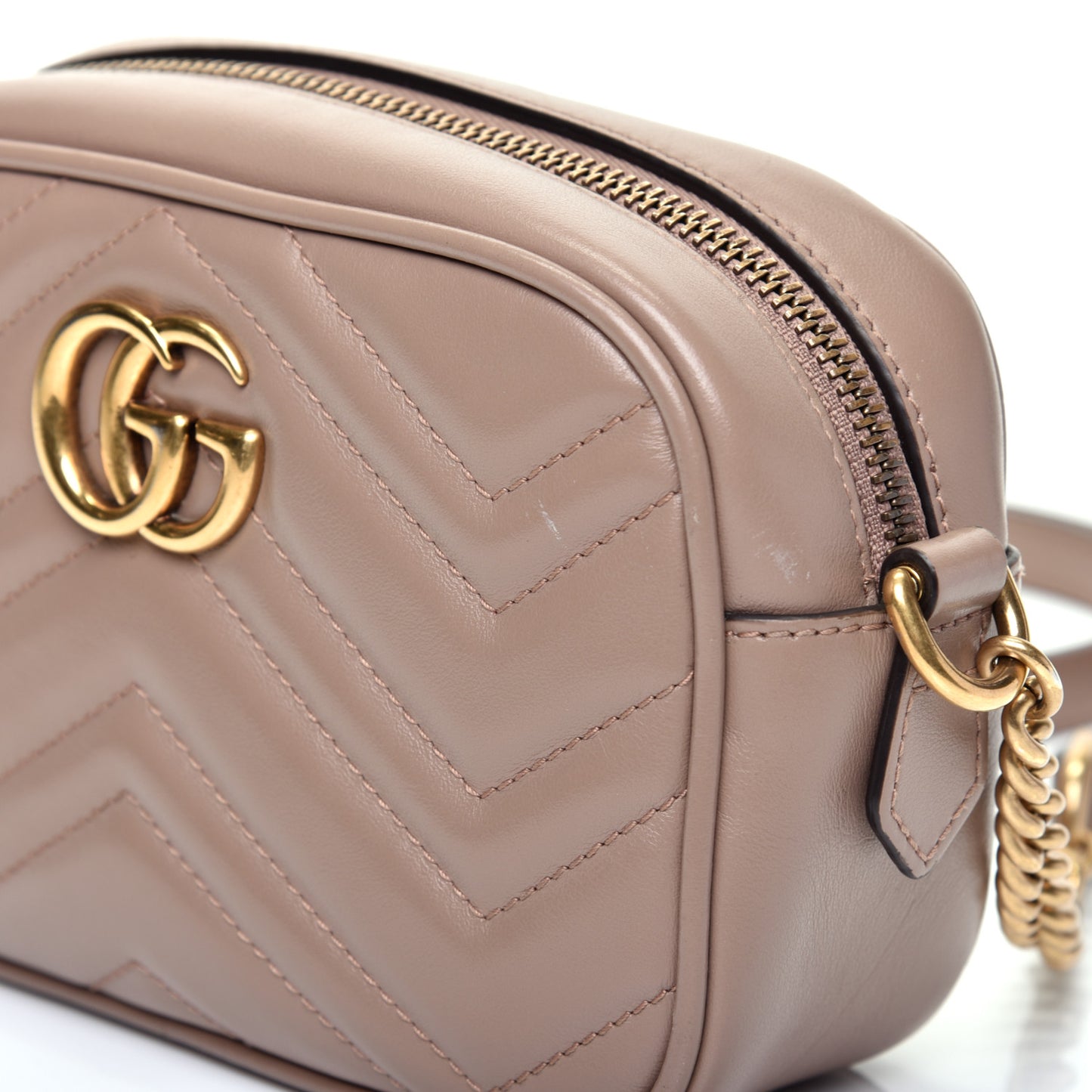 Calfskin Matelasse Mini GG Marmont Chain Shoulder Bag Porcelain Rose