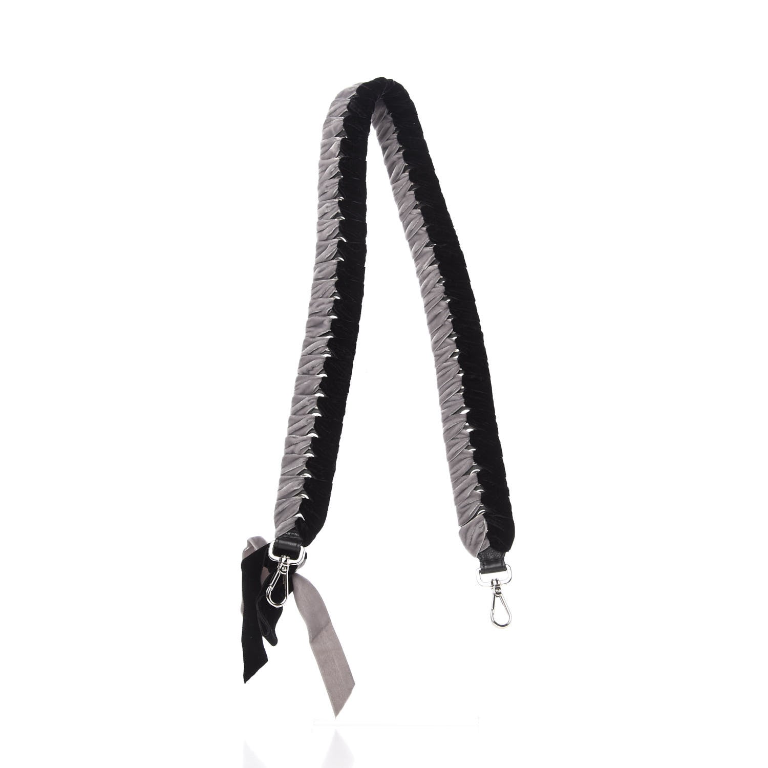 Fendi Velvet Lace Up Strap You Grey Black 2 of 4