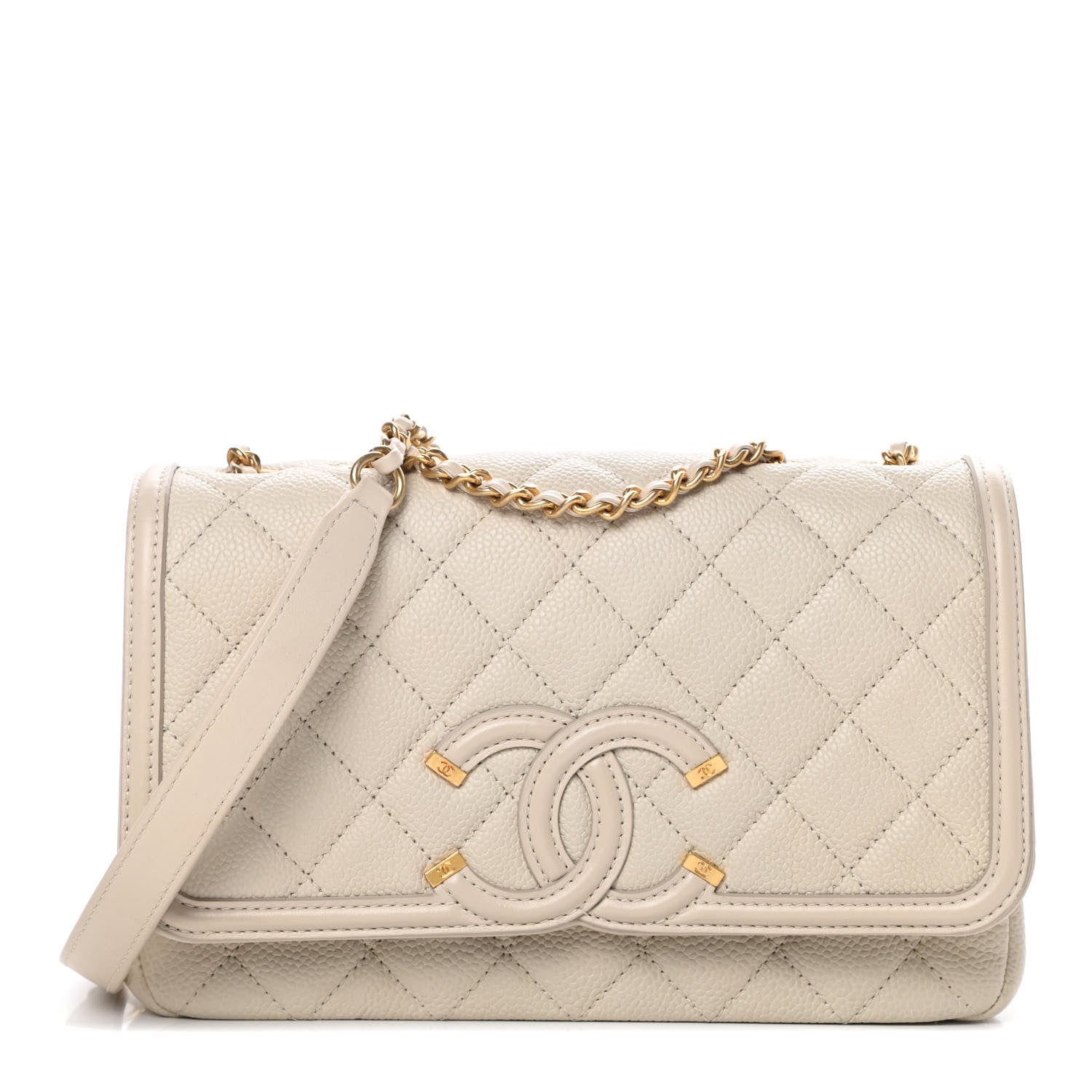 Chanel Caviar Quilted Small CC Filigree Flap Beige 1 of 12