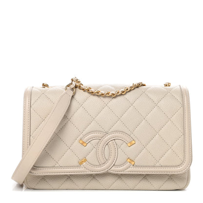 Chanel Caviar Quilted Small CC Filigree Flap Beige 1 of 12
