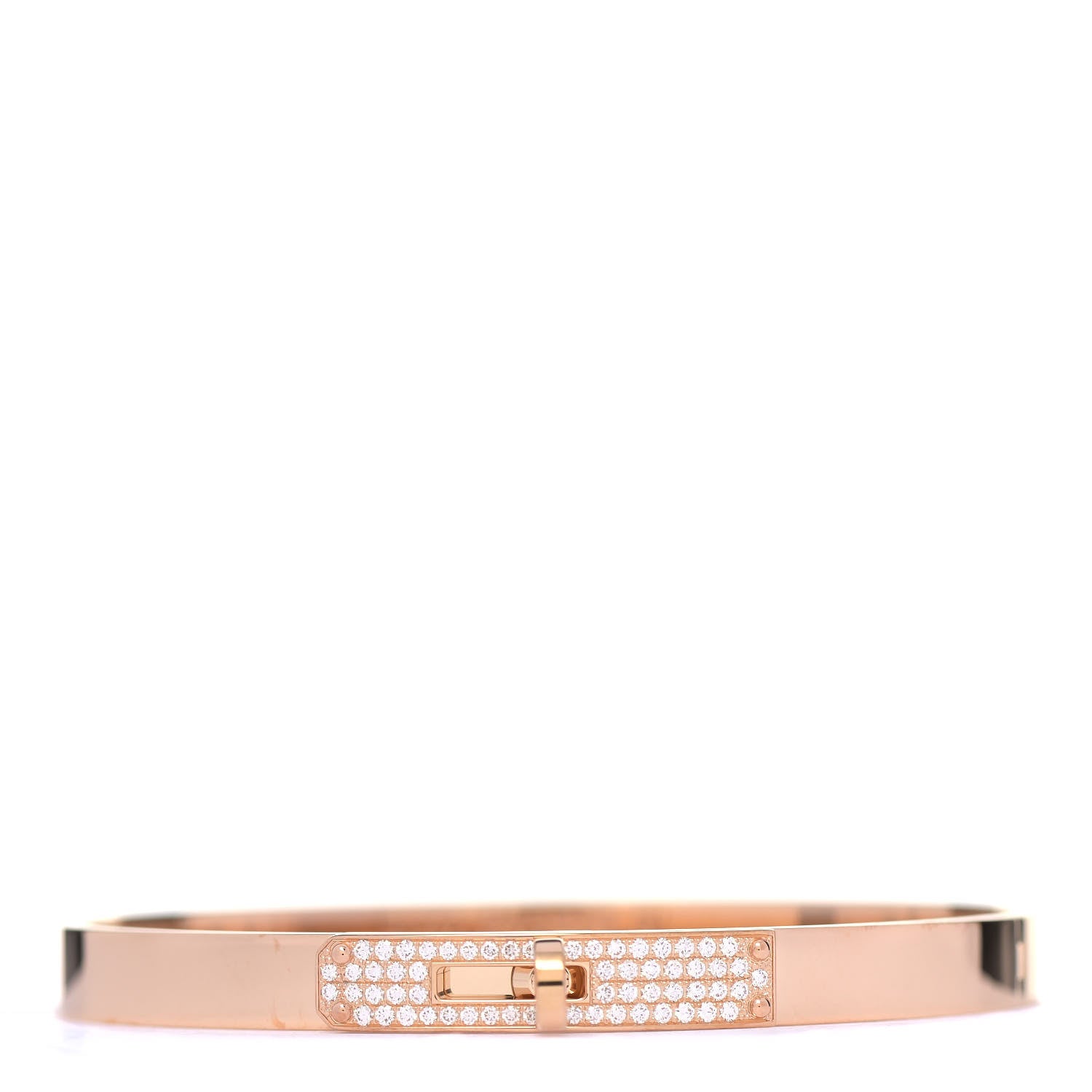 Hermes 18K Rose Gold Diamond PM Kelly Pave Bracelet SH 1 of 6