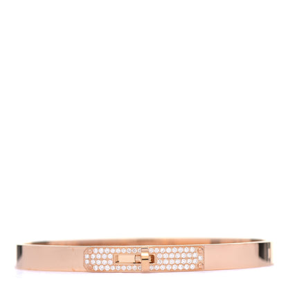 Hermes 18K Rose Gold Diamond PM Kelly Pave Bracelet SH 1 of 6