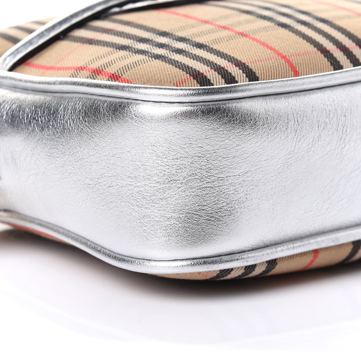 Burberry Metallic Smooth Calfskin 1983 Knight Check Link Bum Bag Silver 8 of 9