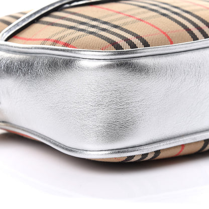 Burberry Metallic Smooth Calfskin 1983 Knight Check Link Bum Bag Silver 8 of 9