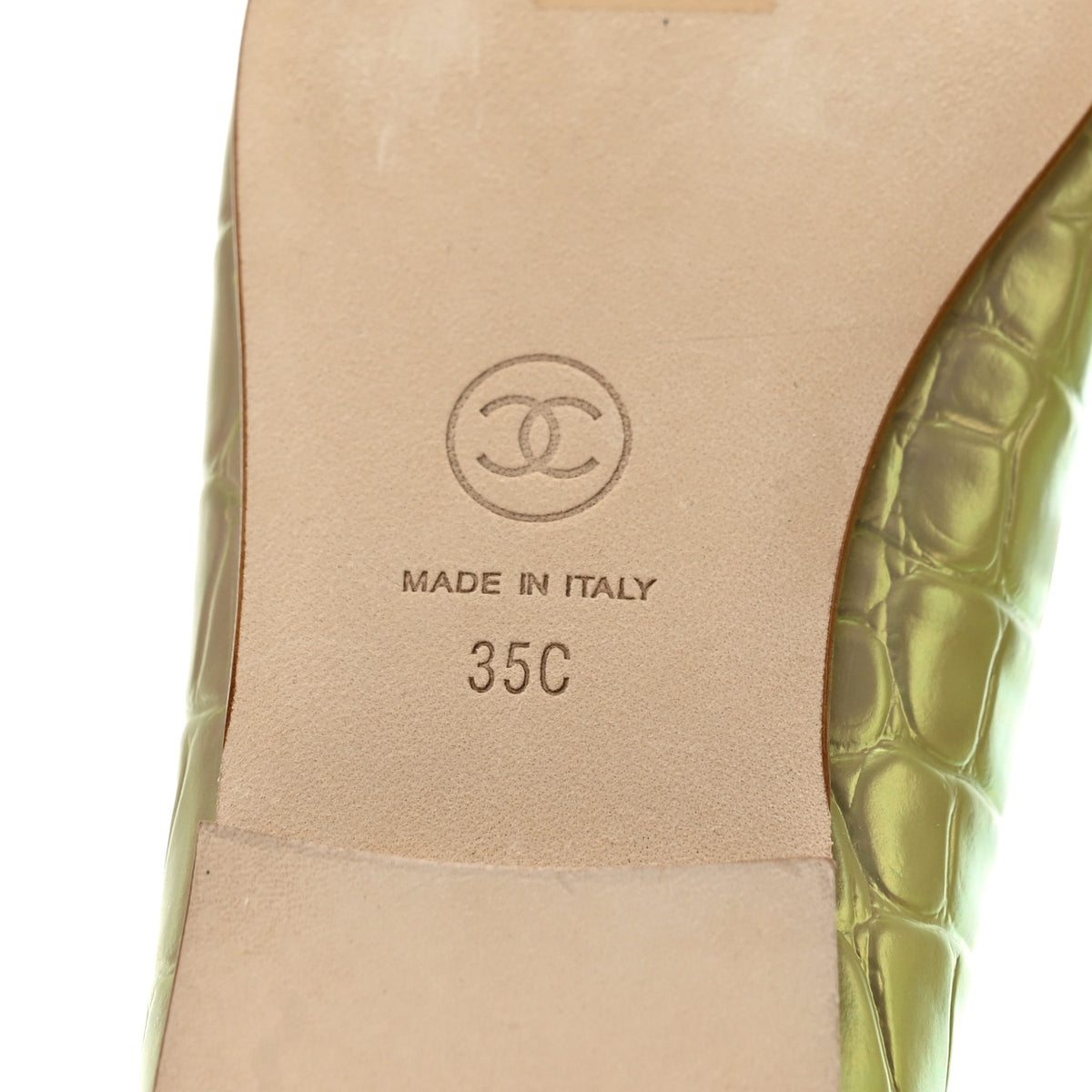 Chanel Iridescent Calfskin Crocodile Embossed Ballerina Flats 35 Yellow 7 of 10