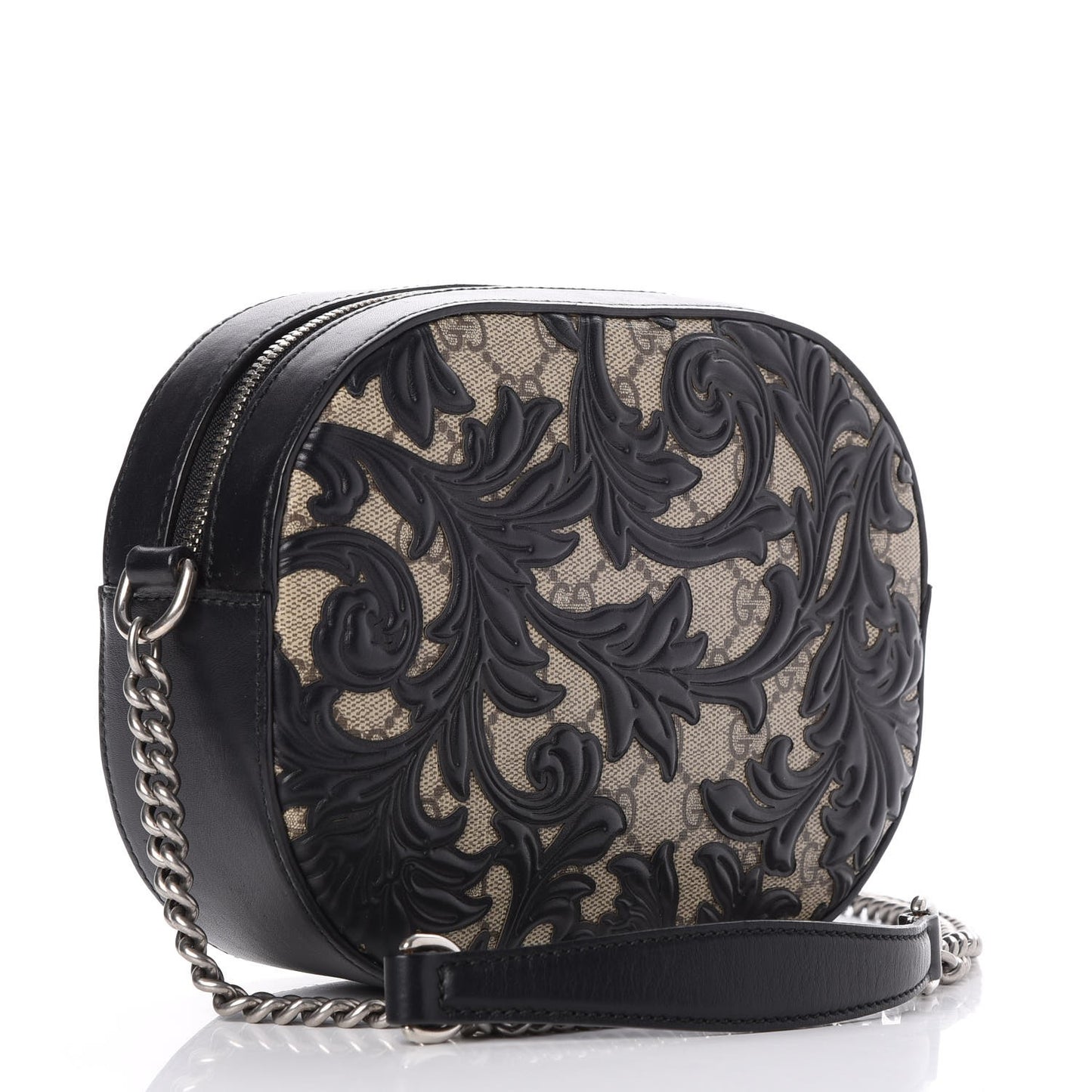 GG Supreme Monogram Arabesque Mini Chain Shoulder Bag Beige Black