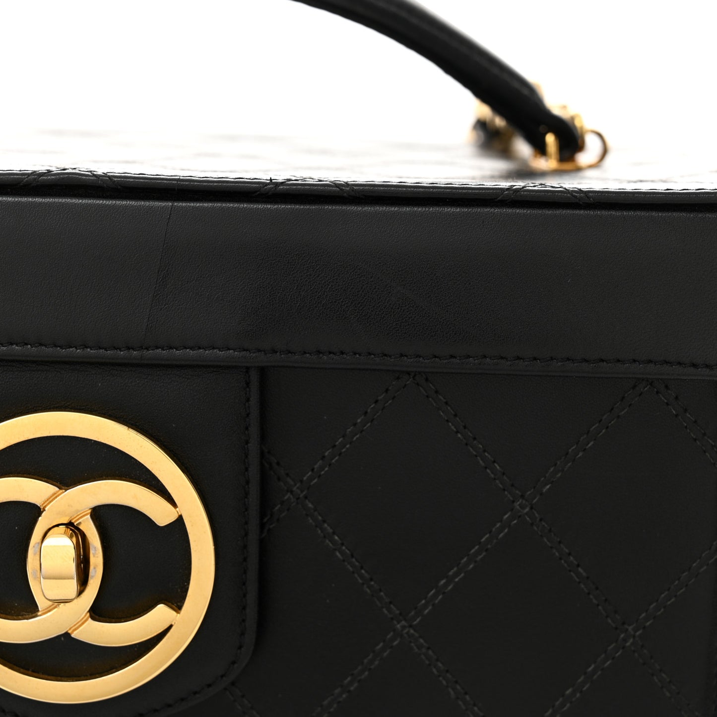 Calfskin Stitch Vanity Case Black