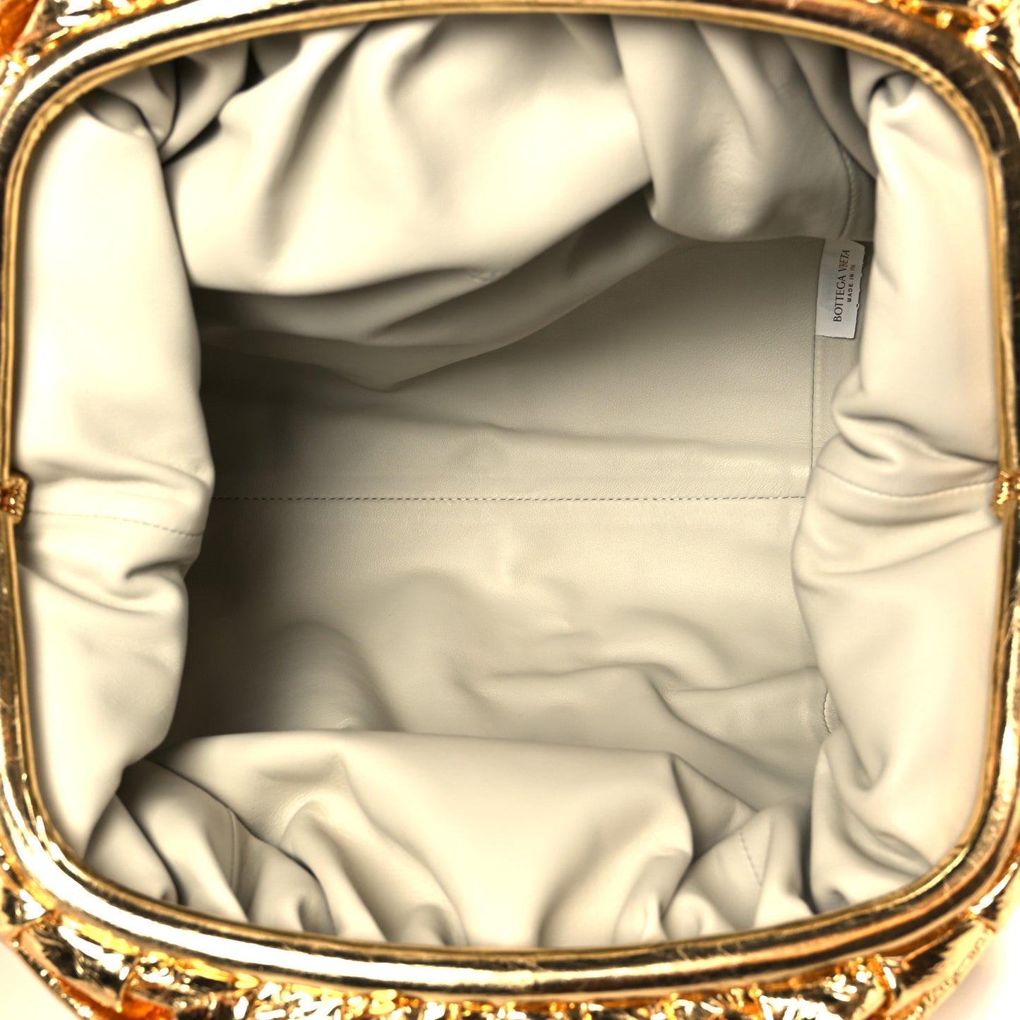 Metallic Crinkled Lambskin The Pouch Oversized Clutch Oro