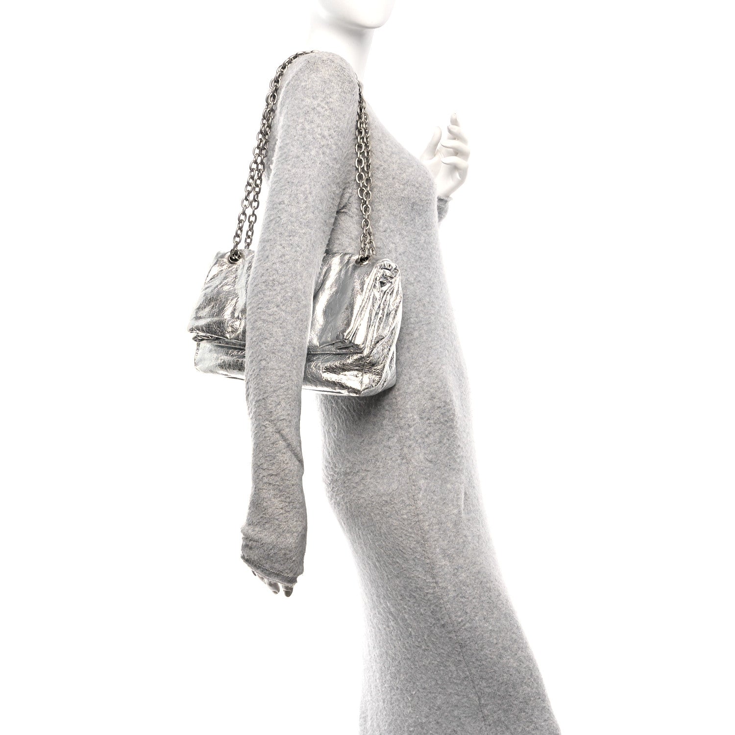 Balenciaga Metallized Arena Calfskin Medium Monaco Chain Shoulder