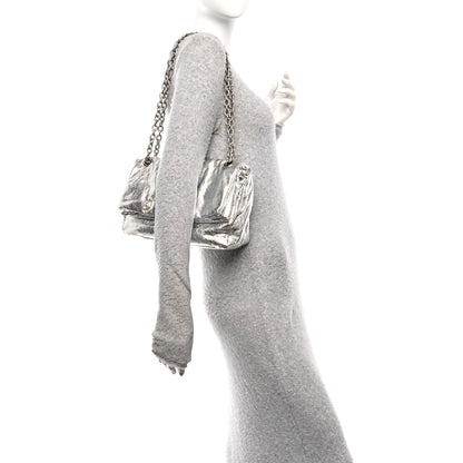 Balenciaga Metallized Arena Calfskin Medium Monaco Chain Shoulder Bag Silver 2 of 10