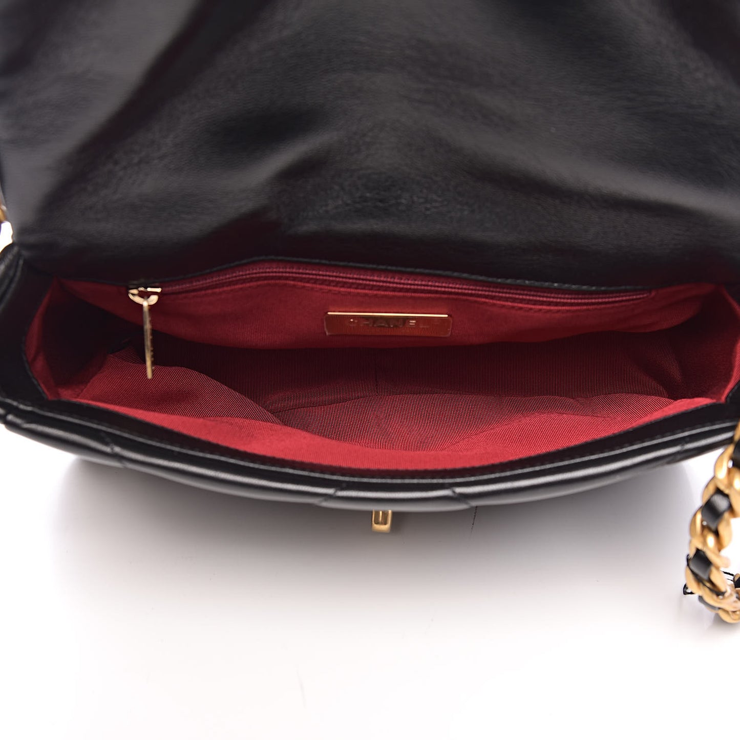 Goatskin Quilted Medium 19 Flap Black