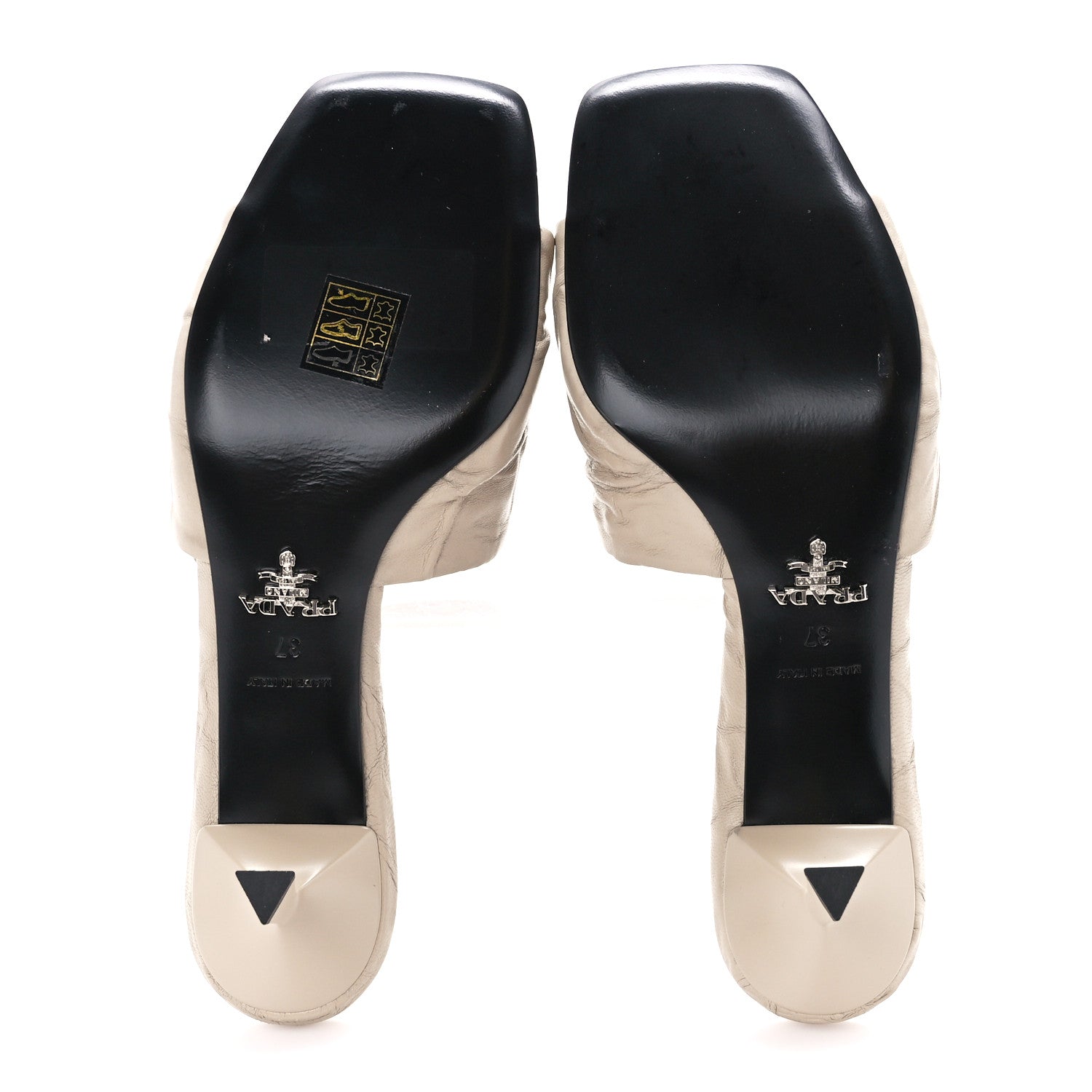 Prada Nappa Antique Metal Triangle Logo 55mm Slide Sandals 37 Deserto 5 of 8