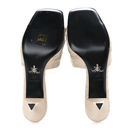 Prada Nappa Antique Metal Triangle Logo 55mm Slide Sandals 37 Deserto 5 of 8