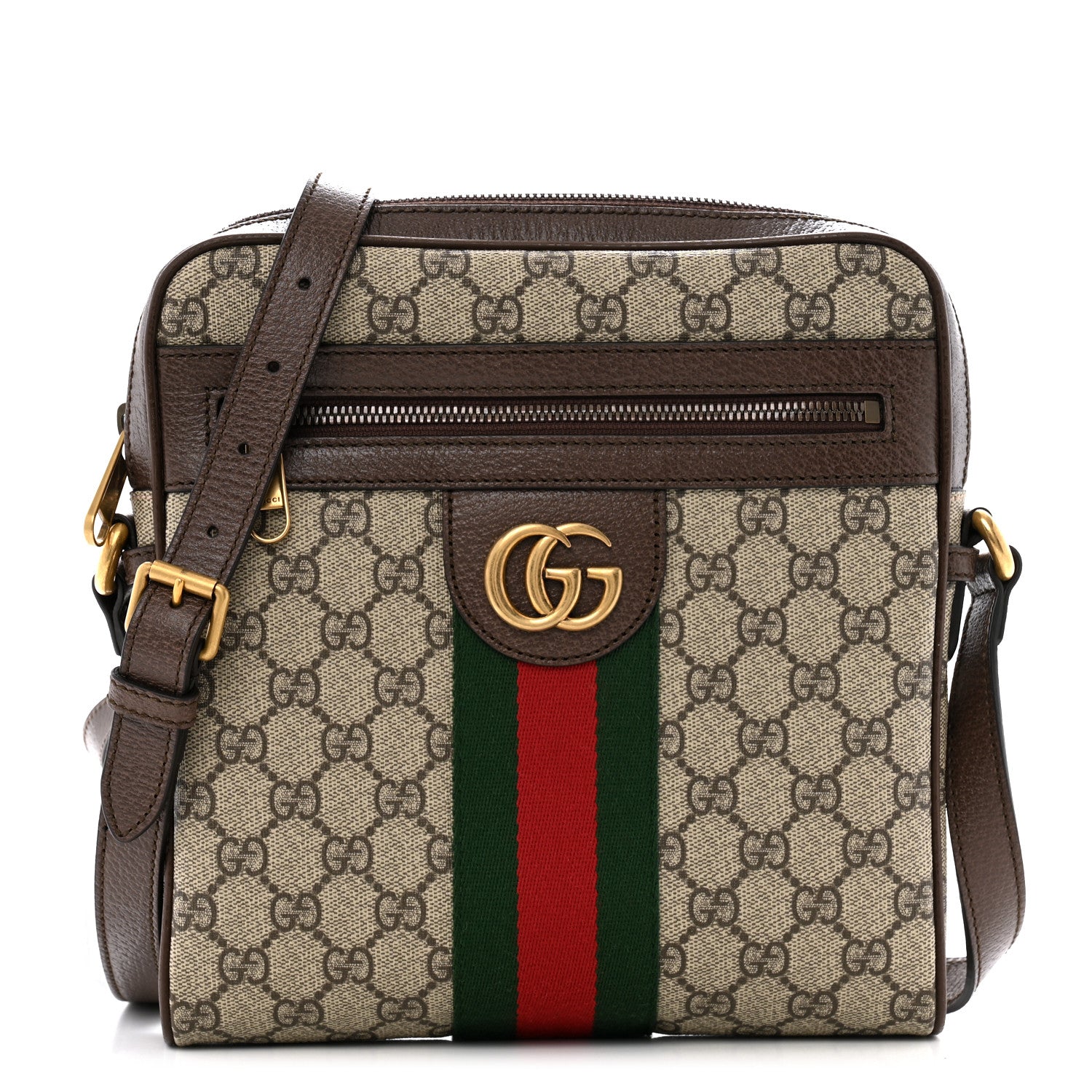 Gucci GG Supreme Monogram Web Small Ophidia Messenger Bag Brown 1 of 13