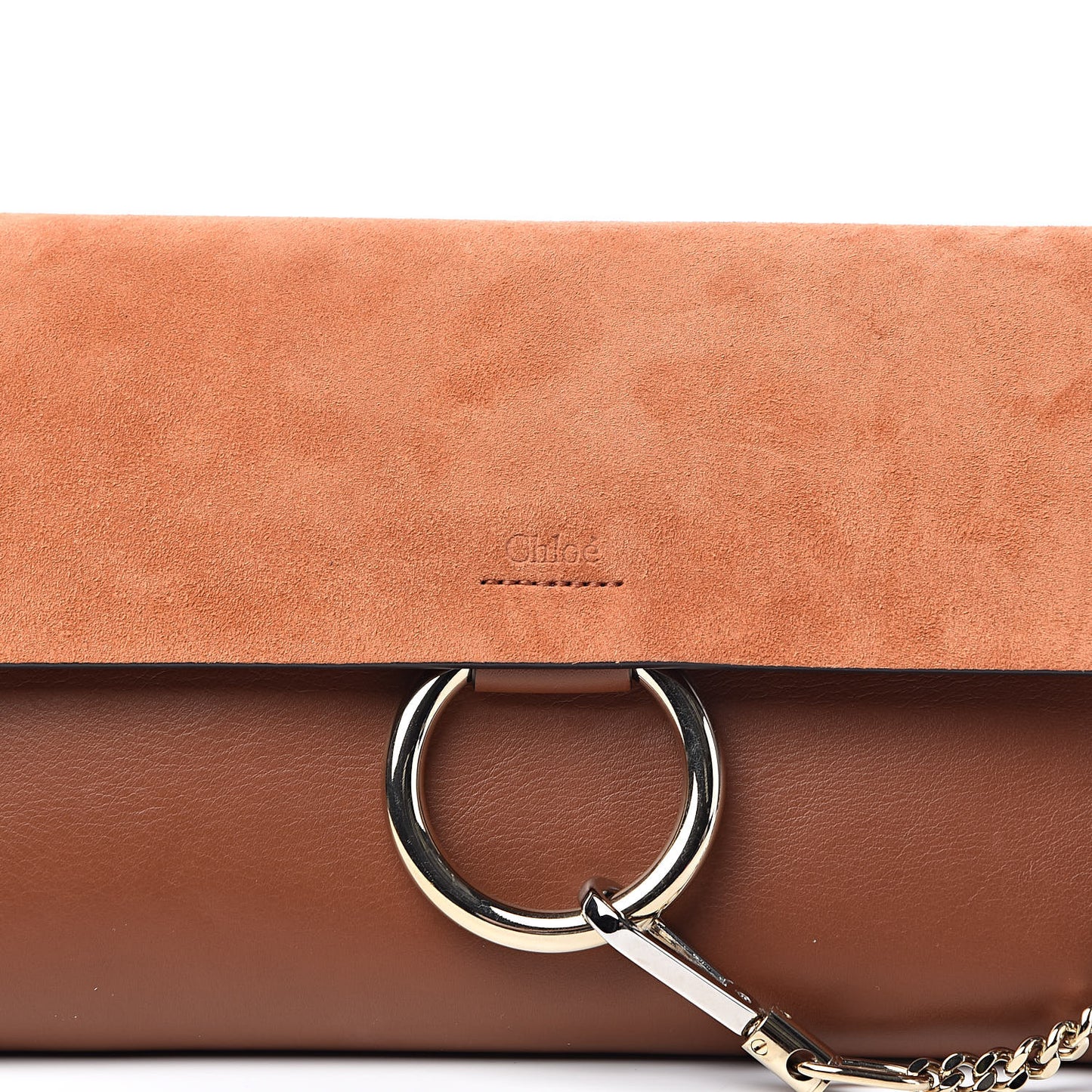 Suede Calfskin Faye Clutch Tobacco