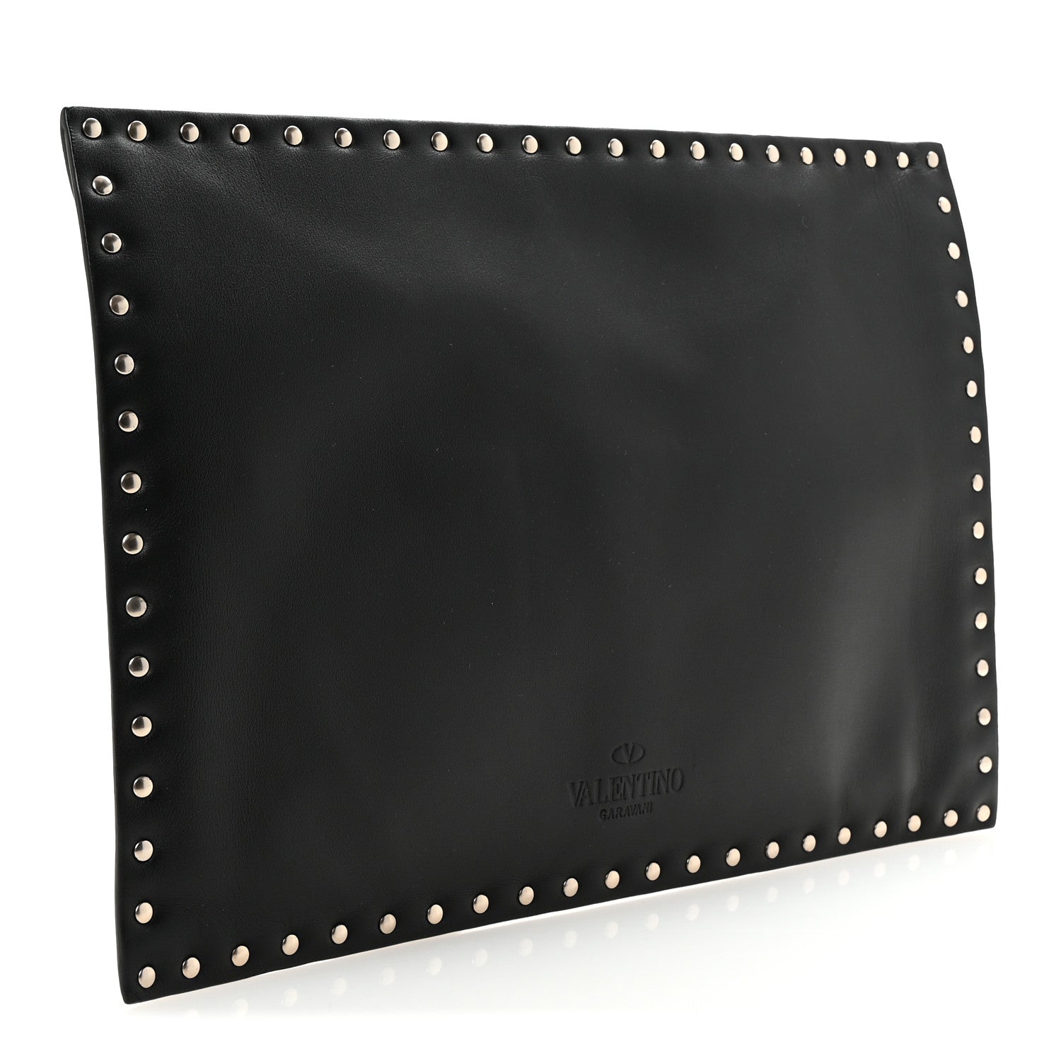 Valentino Garavani Vitello Untitled Rockstud Envelope Clutch Black 3 of 6