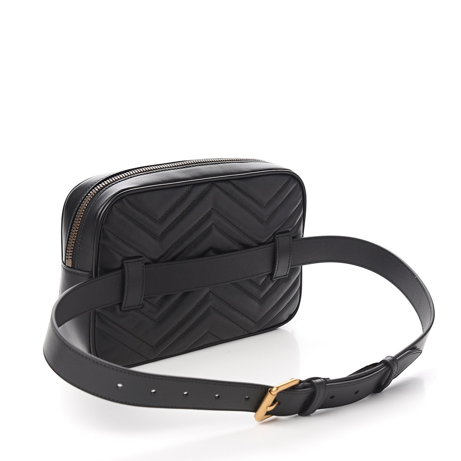 Gucci Calfskin Matelasse Mens GG Marmont Belt Bag 90 36 Black 2 of 9
