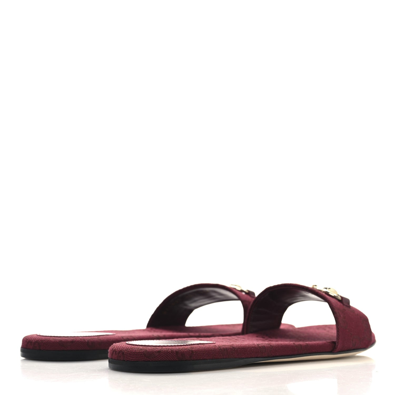Gucci Canvas GG Monogram Horsebit Flat Slide Sandals 40.5 Rosso Ancora 5 of 10