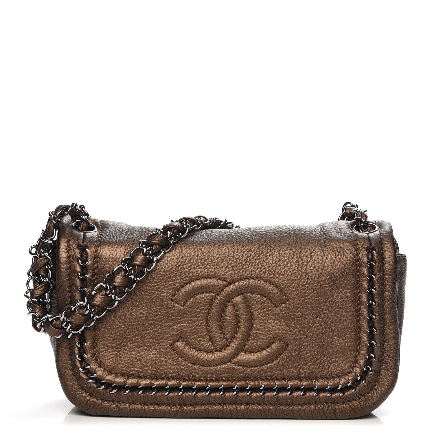 Chanel Metallic Deerskin Small Luxe Ligne Flap Bronze 1 of 15