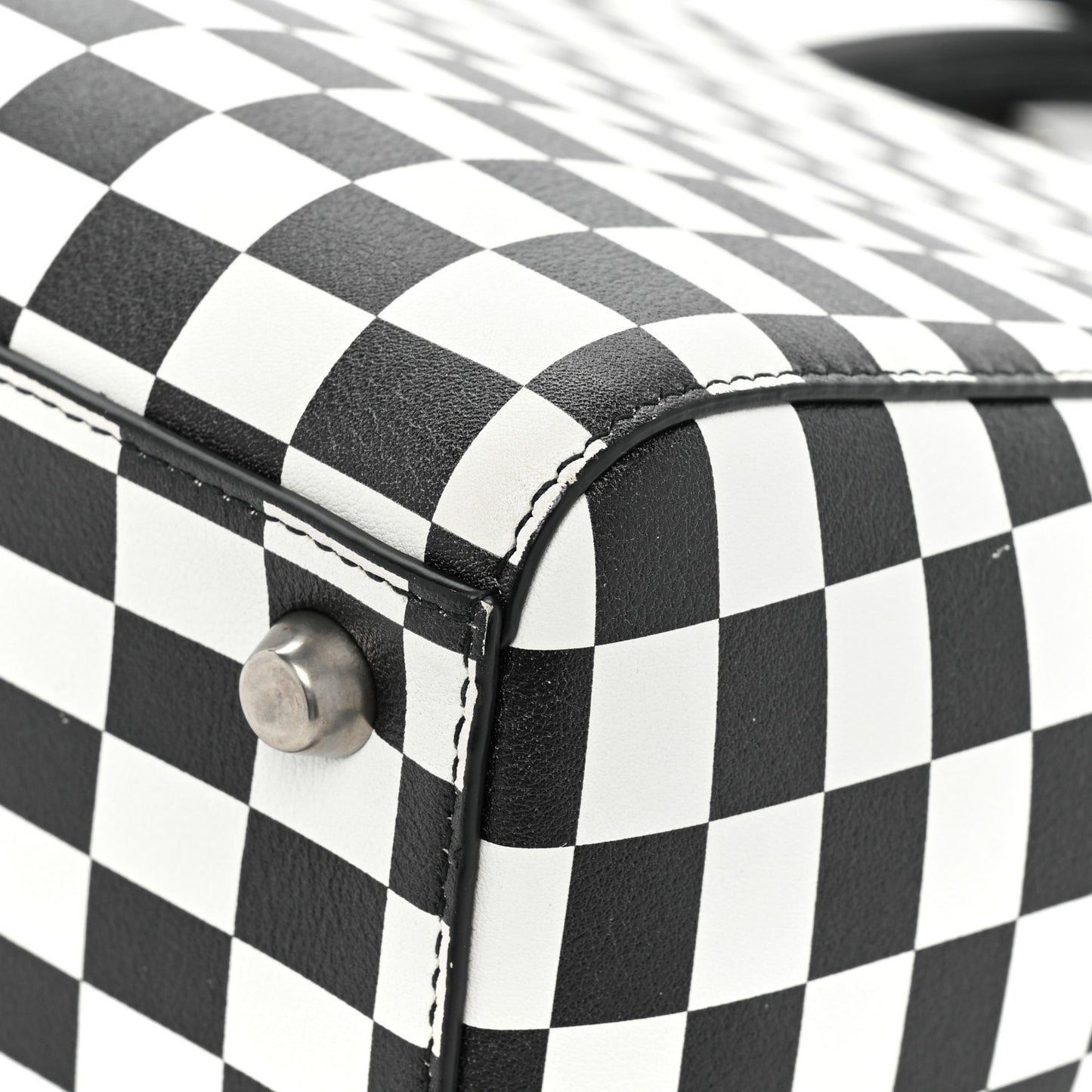 Calfskin Checkered Medium Lady Dior Black White