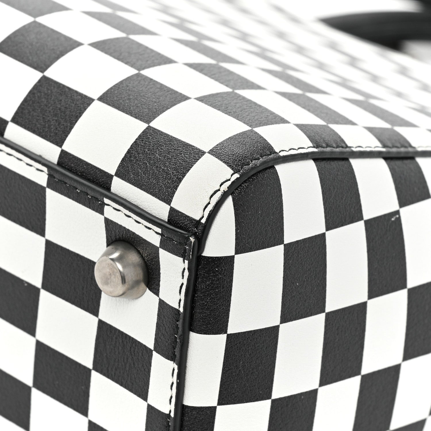 Christian Dior Calfskin Checkered Medium Lady Dior Black White 12 of 12