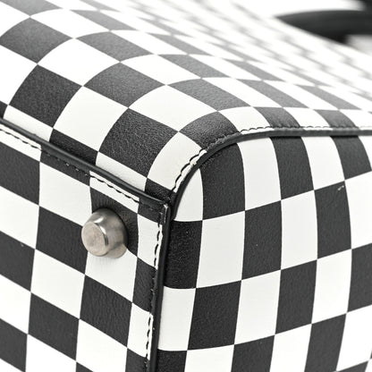 Christian Dior Calfskin Checkered Medium Lady Dior Black White 12 of 12