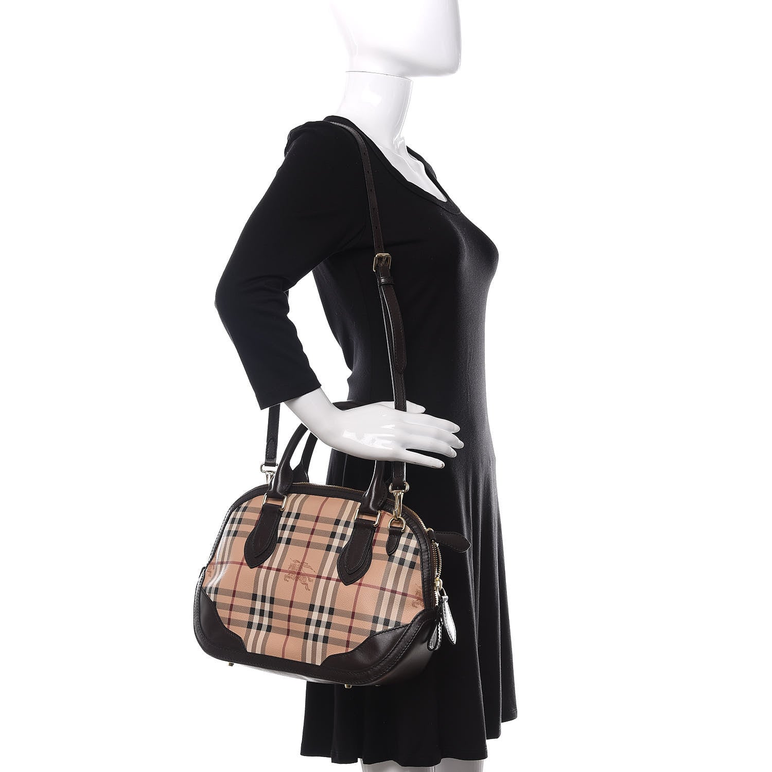 Burberry Haymarket Check Small Orchard Bowling Bag Chocolate 2 of 13