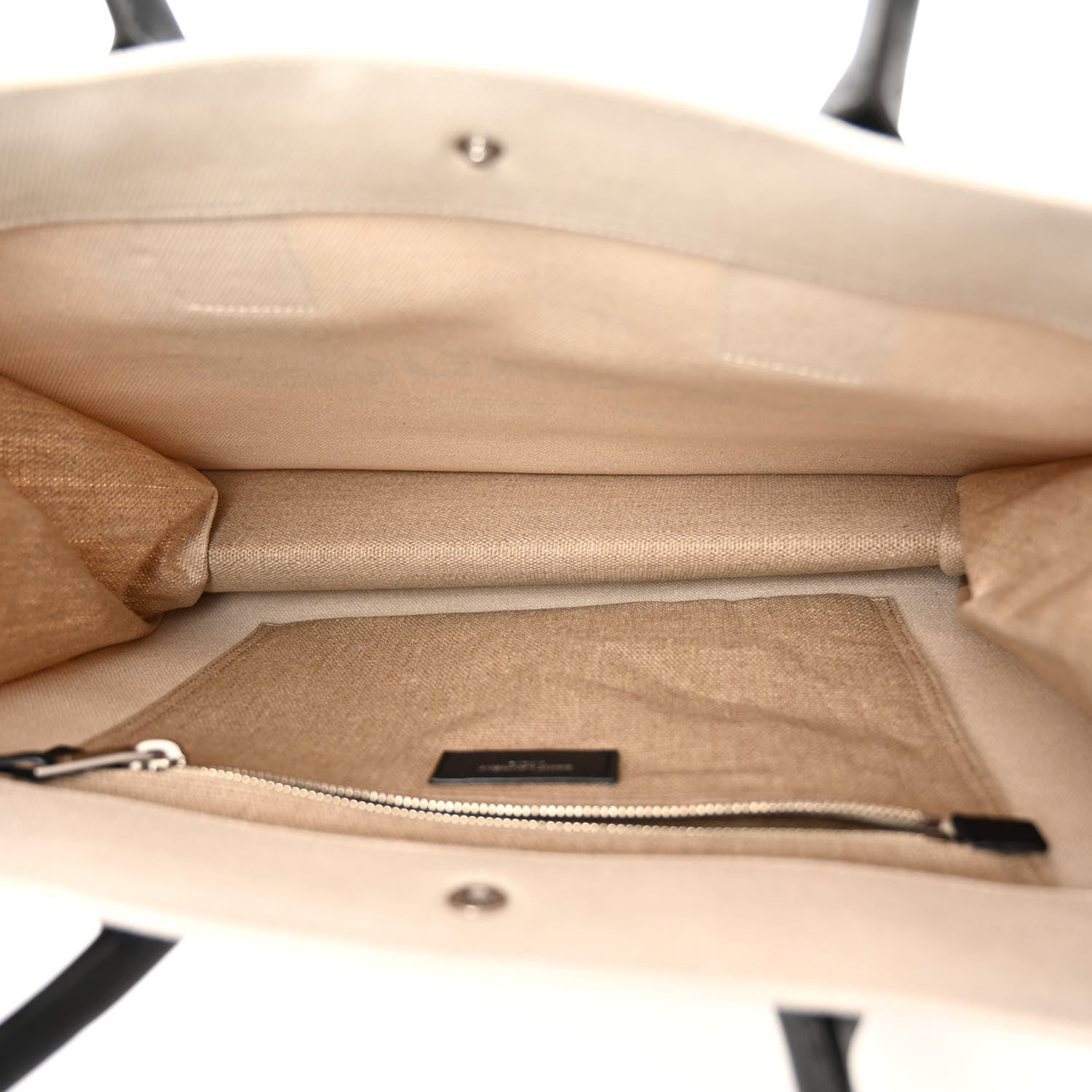 Saint Laurent Linen Calfskin Small Rive Gauche Tote Greggio Natural 5 of 9