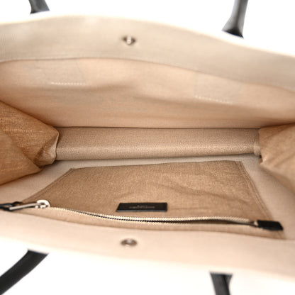 Saint Laurent Linen Calfskin Small Rive Gauche Tote Greggio Natural 5 of 9