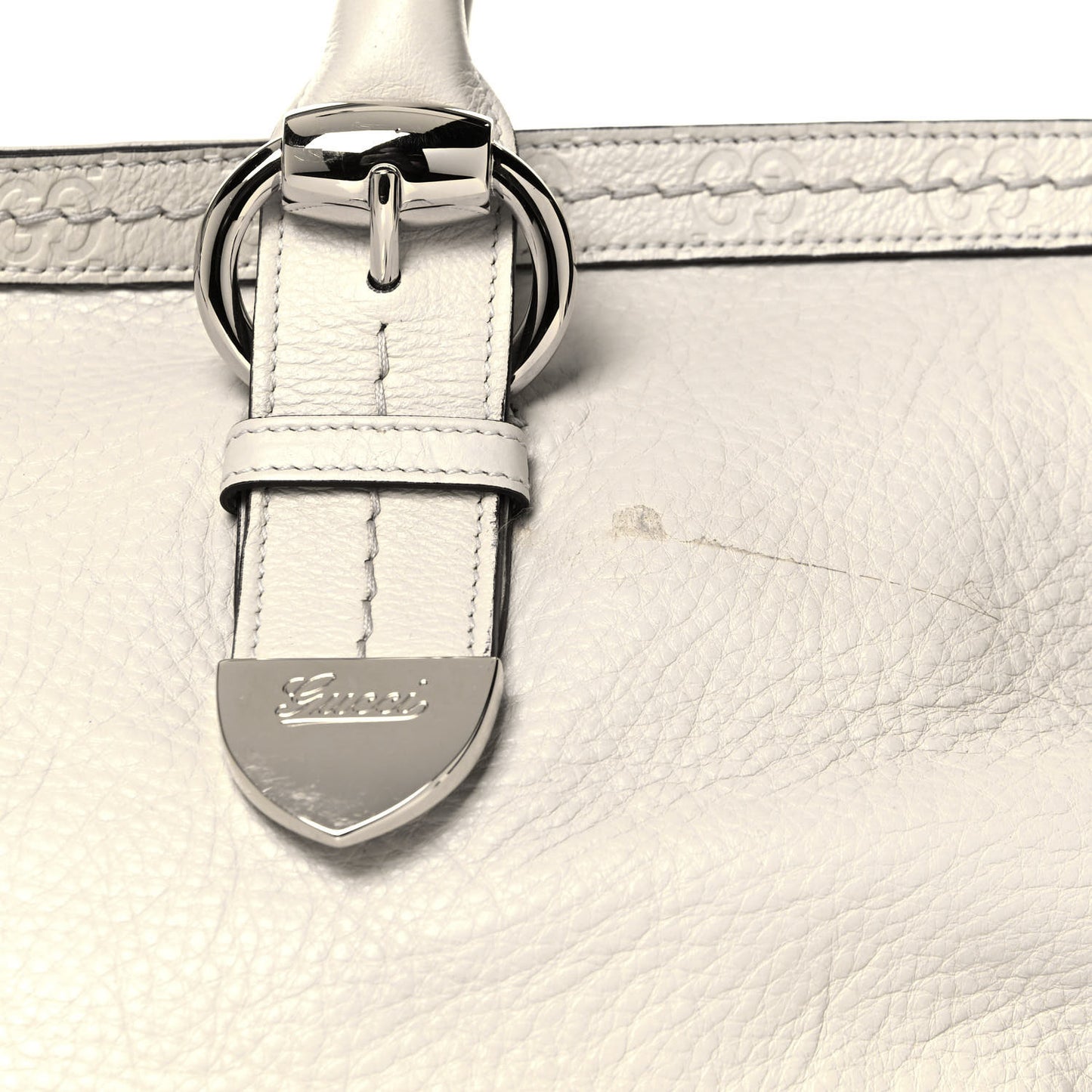 Calfskin Guccissima Large Signoria Tote Off White
