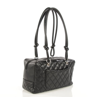 Chanel Calfskin Quilted Large Cambon Bowler Black White 3 of 7