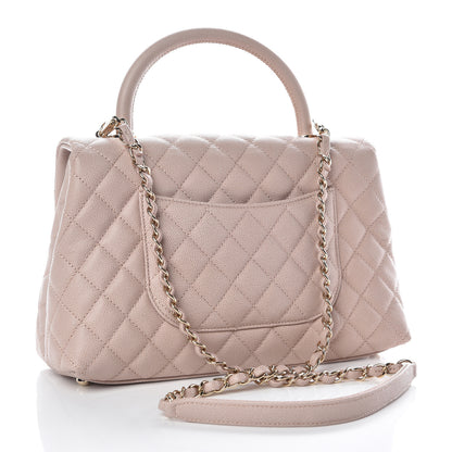 Chanel Caviar Quilted Small Coco Handle Flap Light Beige 3 of 10