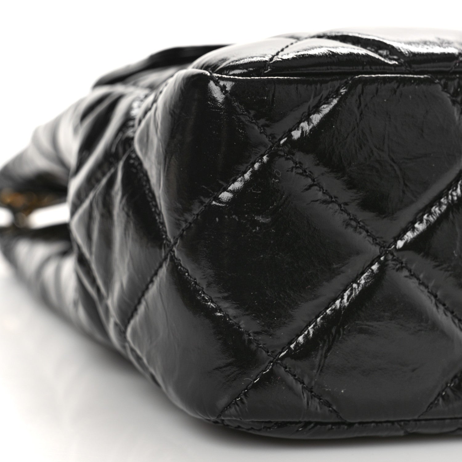 Chanel Shiny Crumpled Calfskin Quilted Large Wavy CC Hobo Black 8 of 9