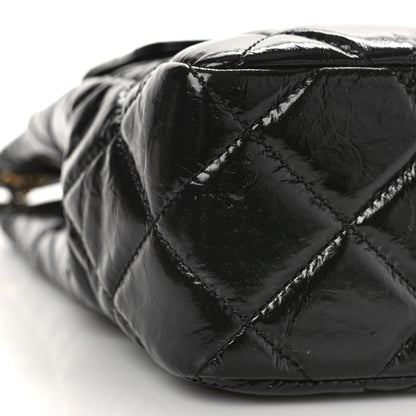 Chanel Shiny Crumpled Calfskin Quilted Large Wavy CC Hobo Black 8 of 9