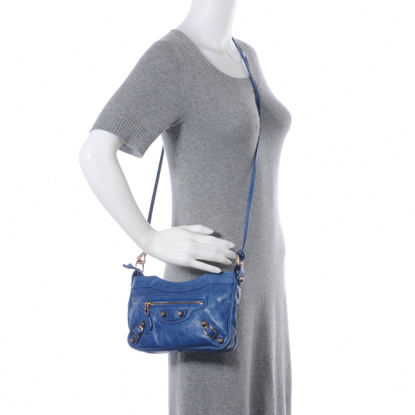 Agneau Giant 12 Rose Gold Hardware Hip Bleu Cobalt
