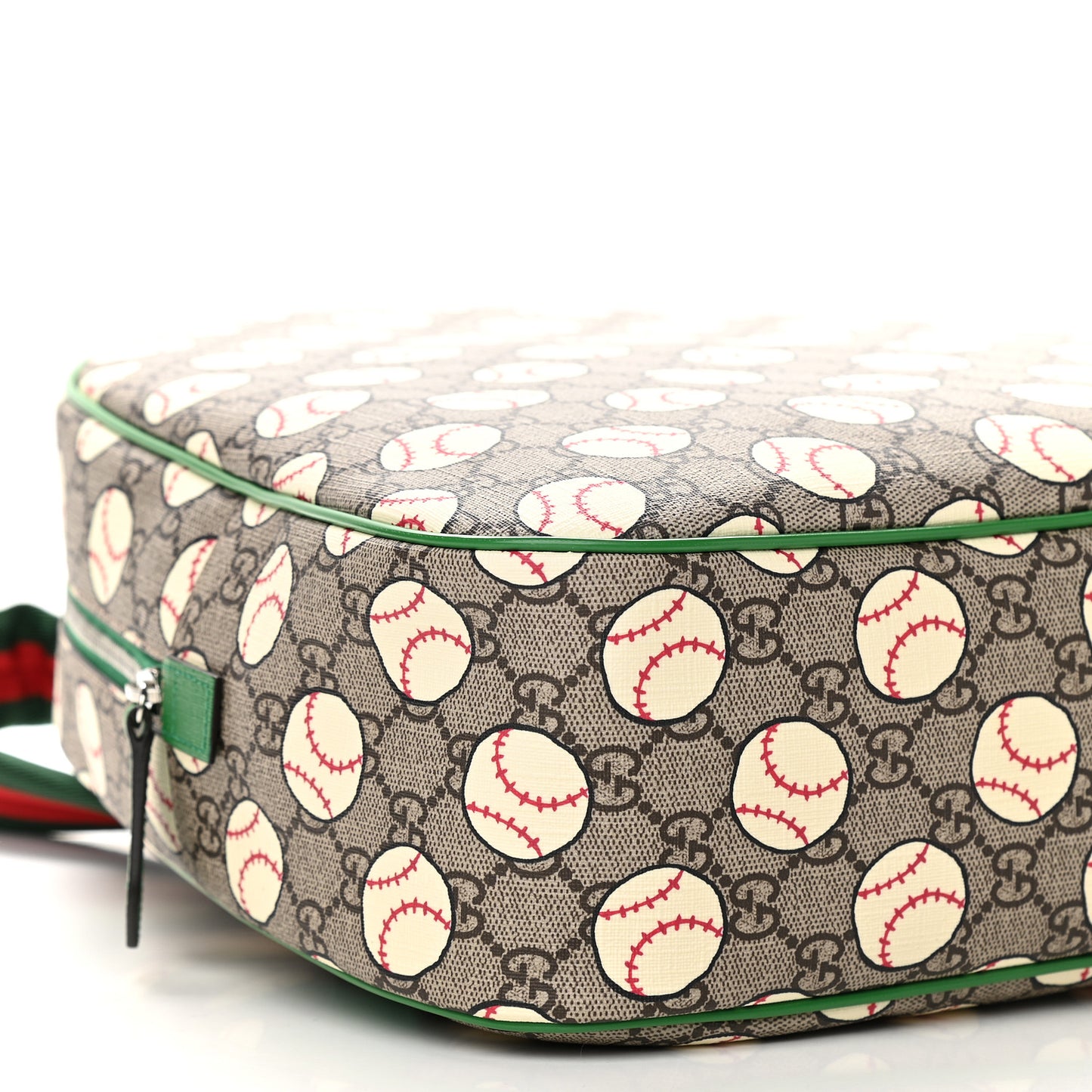 GG Supreme Monogram Baseballs Web Childrens Backpack Green