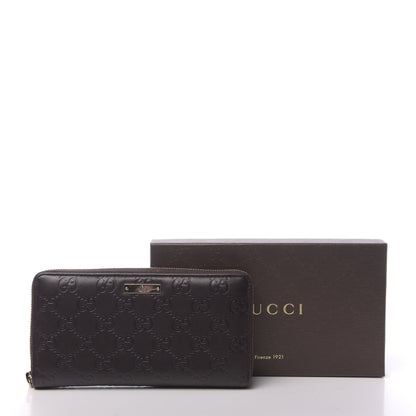 Gucci Guccissima Margaux Calfskin Metal Bar Zip Around Wallet Chocolate 9 of 9