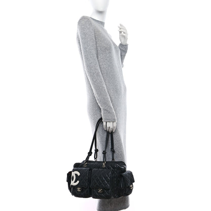 Chanel Calfskin Quilted Large Cambon Multipocket Reporter Black White 2 of 13