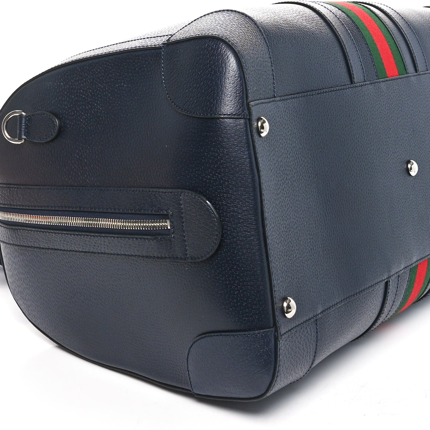 Textured Dollar Calfskin Web Large Savoy Duffle Bag Navy