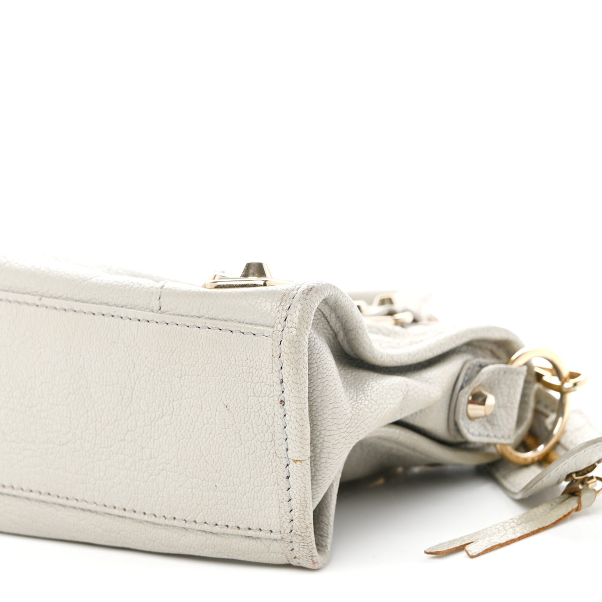 Chevre Gold Metallic Edge Hardware Mini City Gris Clair Gris Perle