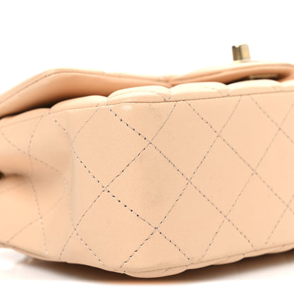 Chanel Lambskin Quilted Mini Rectangular Flap Beige 9 of 10