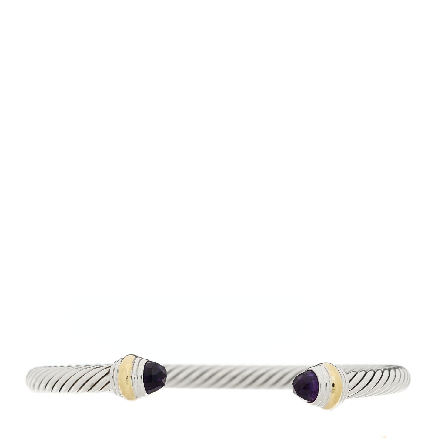 Sterling Silver 14K Yellow Gold Amethyst 5mm Cable Classics Bracelet