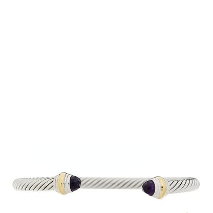 David Yurman Sterling Silver 14K Yellow Gold Amethyst 5mm Cable Classics Bracelet 1 of 3