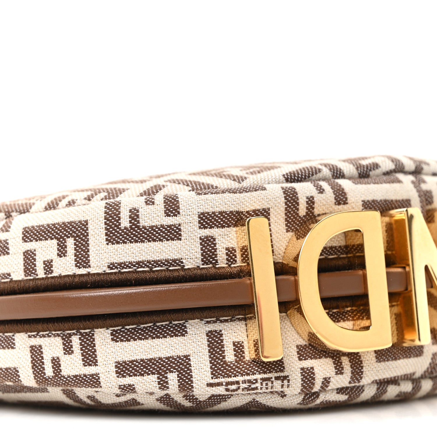 Fendi Fabric Jacquard FF 1974 Nano Fendigraphy Hobo Charm Beige 9 of 10