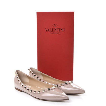Valentino Garavani Patent Rockstud Ballerina Flats 38 Poudre 9 of 9
