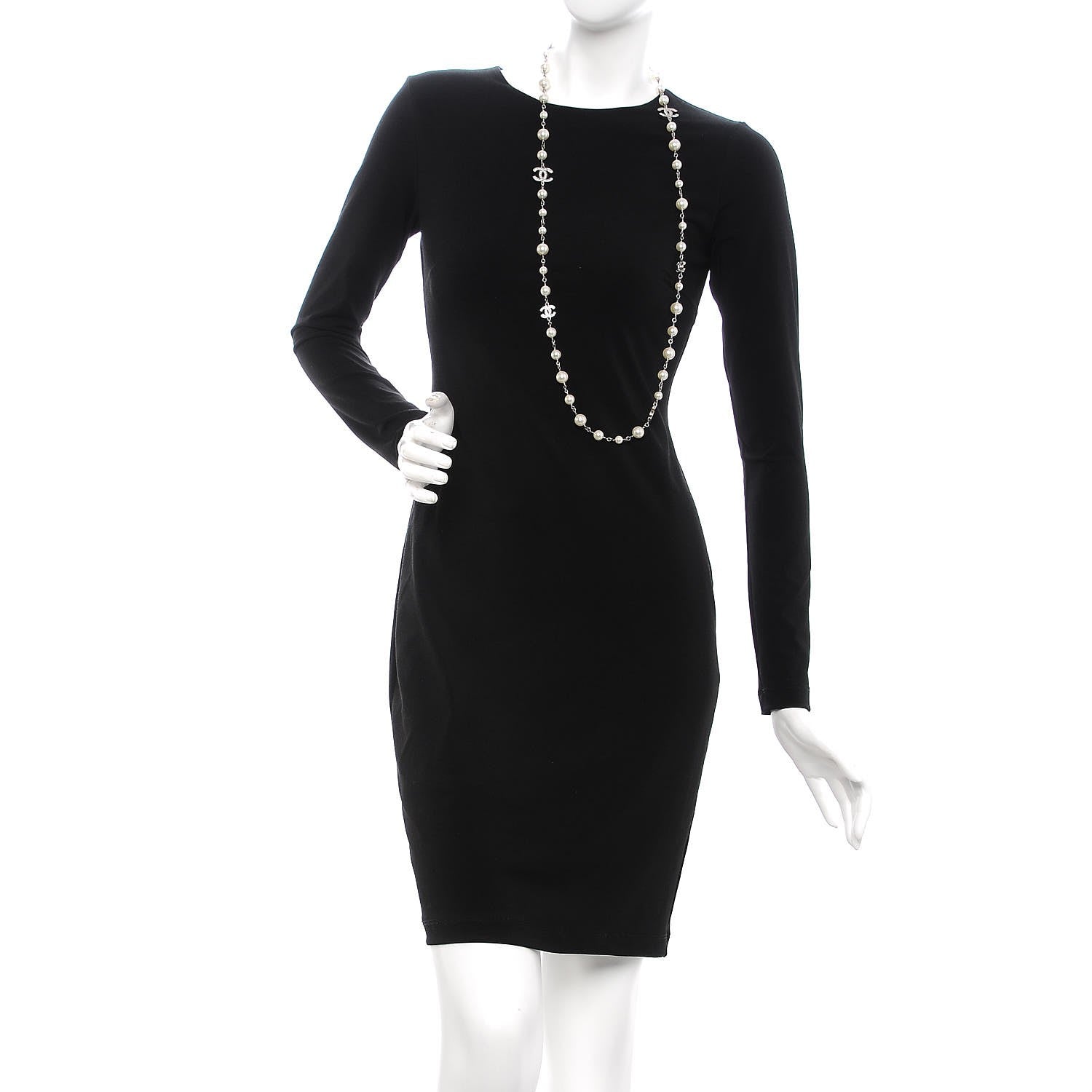 Chanel Graduated Pearl Crystal CC Long Necklace Silver 2 of 6
