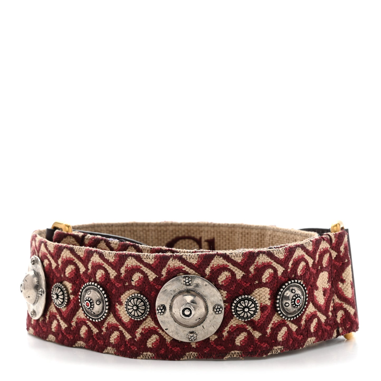Oblique Studded Shoulder Strap Burgundy